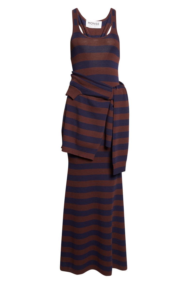 Stripe Back Knot Maxi Sweater Dress, Alternate, color, MIDNIGHT/ TEAK