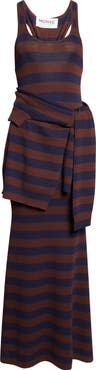 MONSE Stripe Back Knot Maxi Sweater Dress