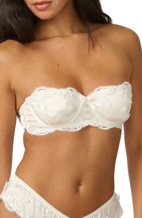 Cinderella Lace Trim Underwire Strapless Satin Bra