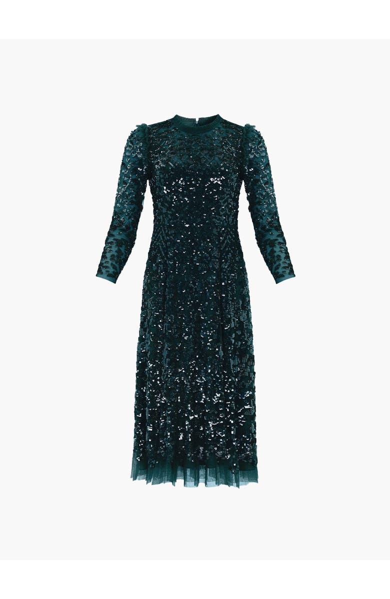 Needle & Thread Aurelia Long Sleeve Ballerina Dress, Alternate, color, Emerald Green