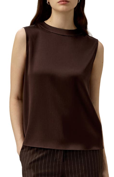 Sleeveless Round Neck Silk Top