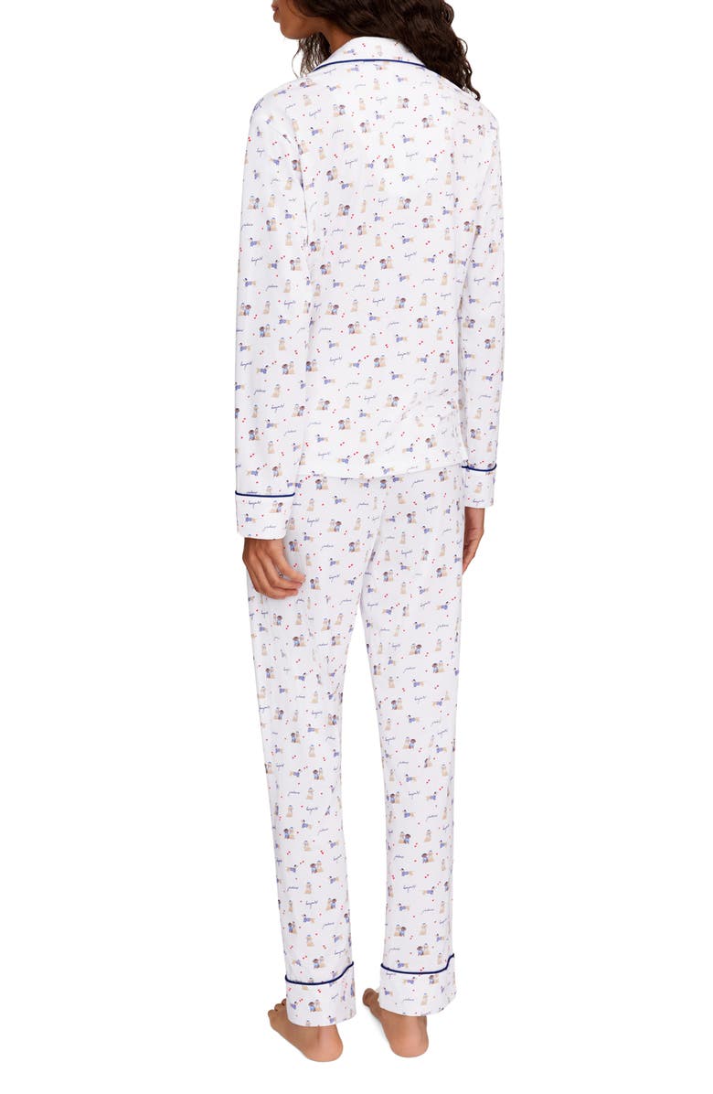 Petite Plume Pima Cotton Jersey Long Pajamas, Alternate, color, White