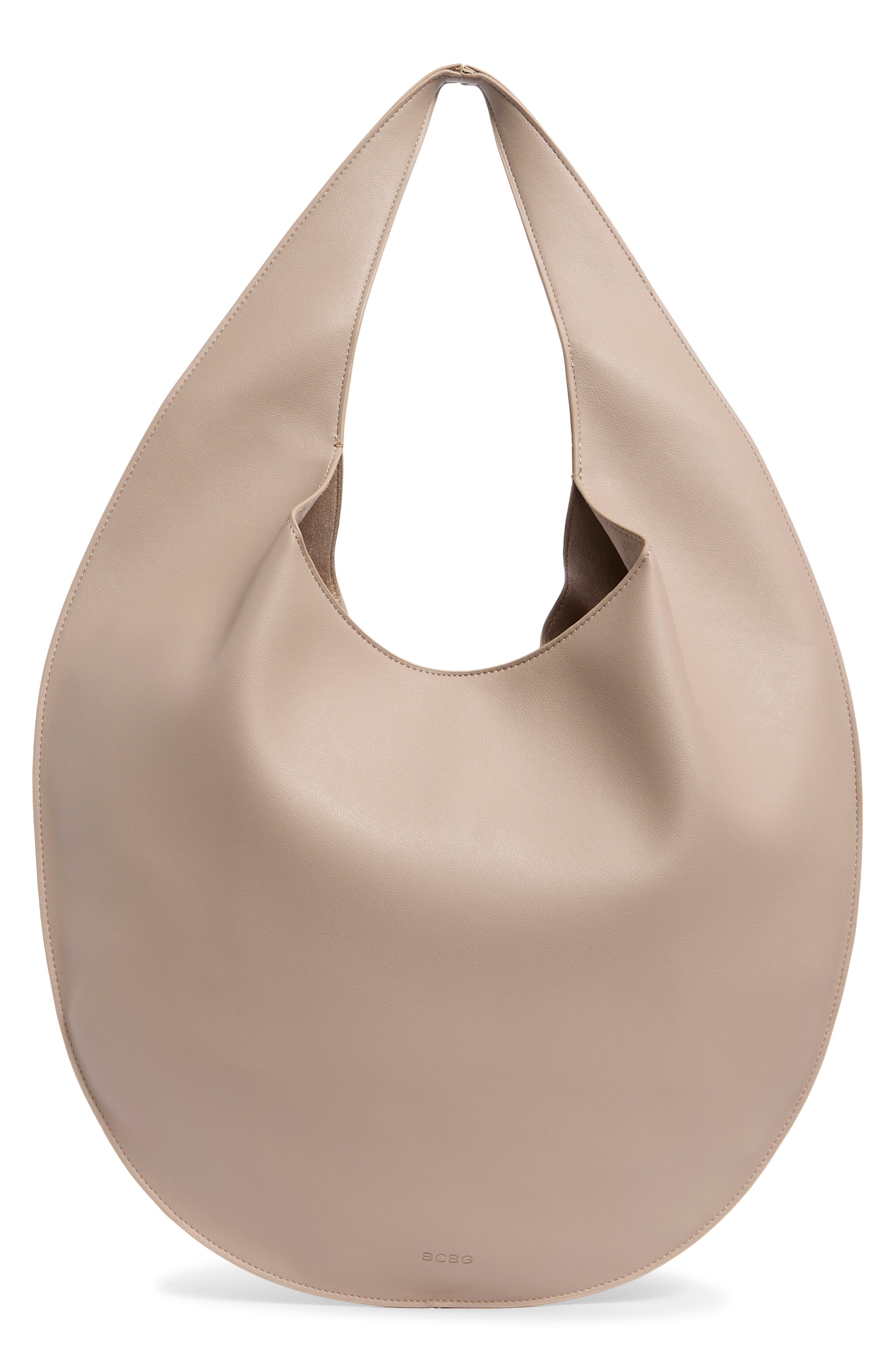 BCBG Long Crescent Hobo Bag, Alternate, color, Taupe