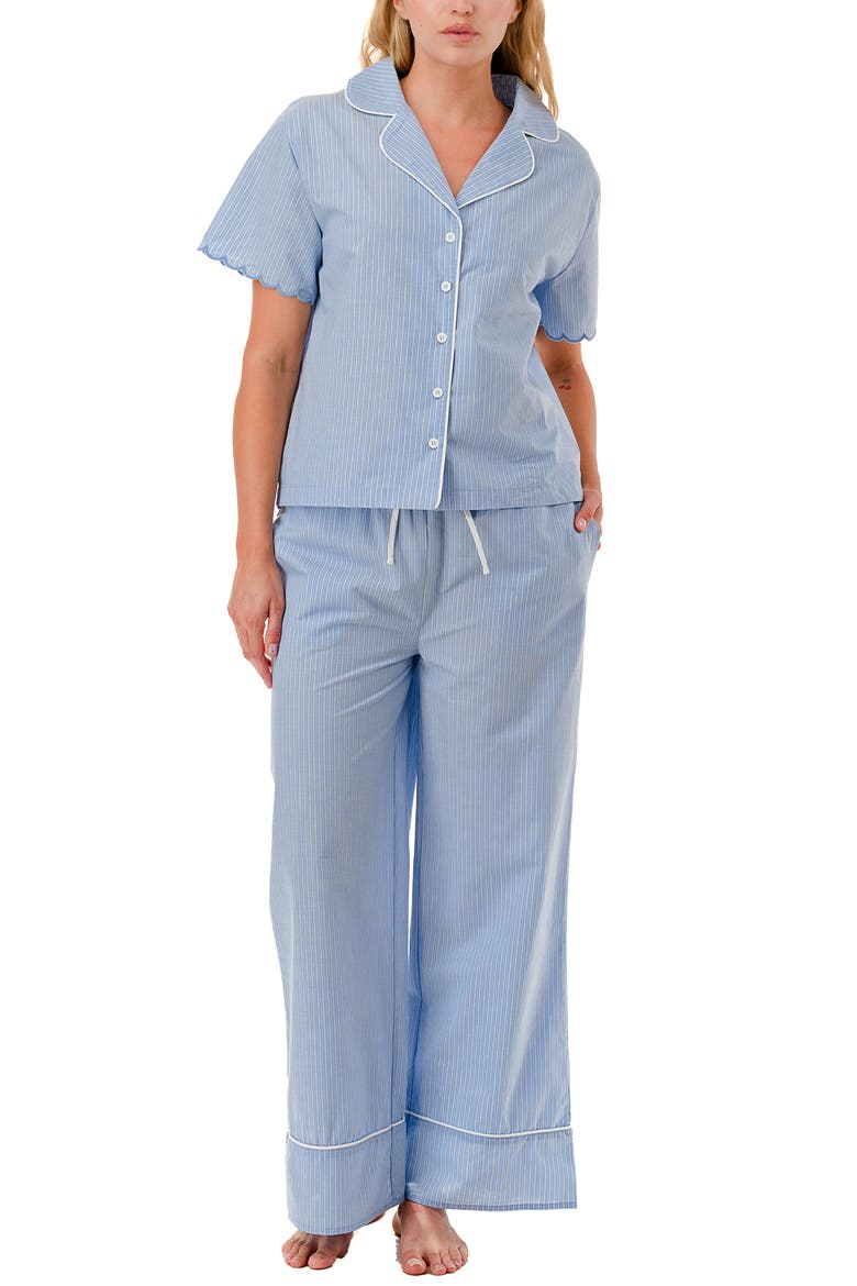 Striped Scalloped Pajama Pants, Main, color, BLUE