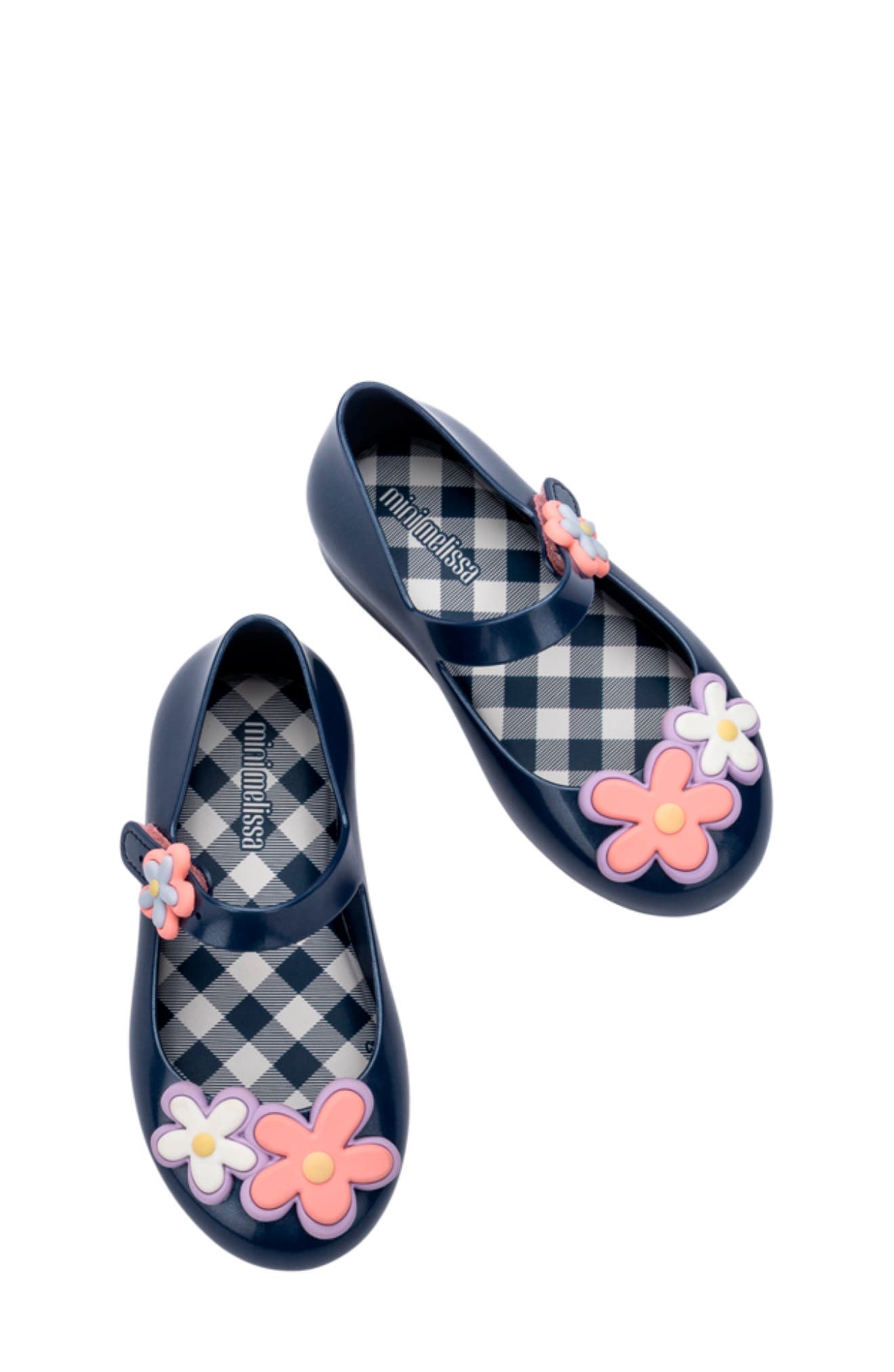 Mini Melissa Kids
 Sweet Love Picnic Mary Jane Flat, Alternate, color, Metallic Blue