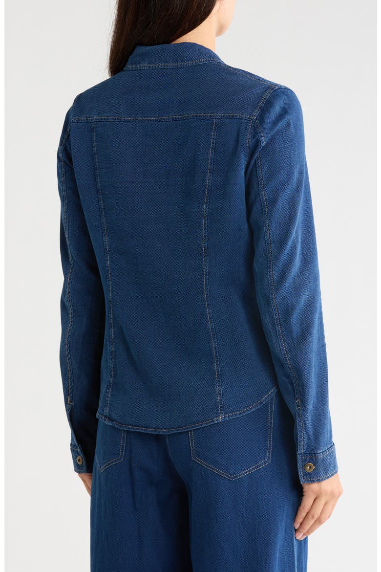 Cotton Piqué Button-Up Shirt, Alternate, color, INDIGO