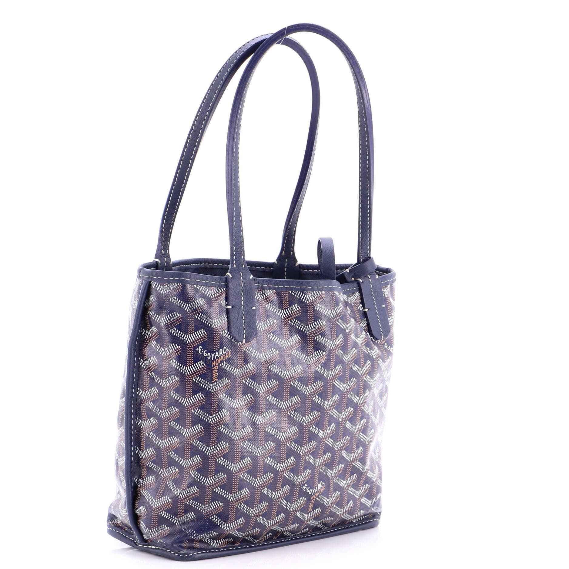 Pre-Owned Goyard Anjou Reversible Tote Coated Canvas Mini, Alternate, color, Blue