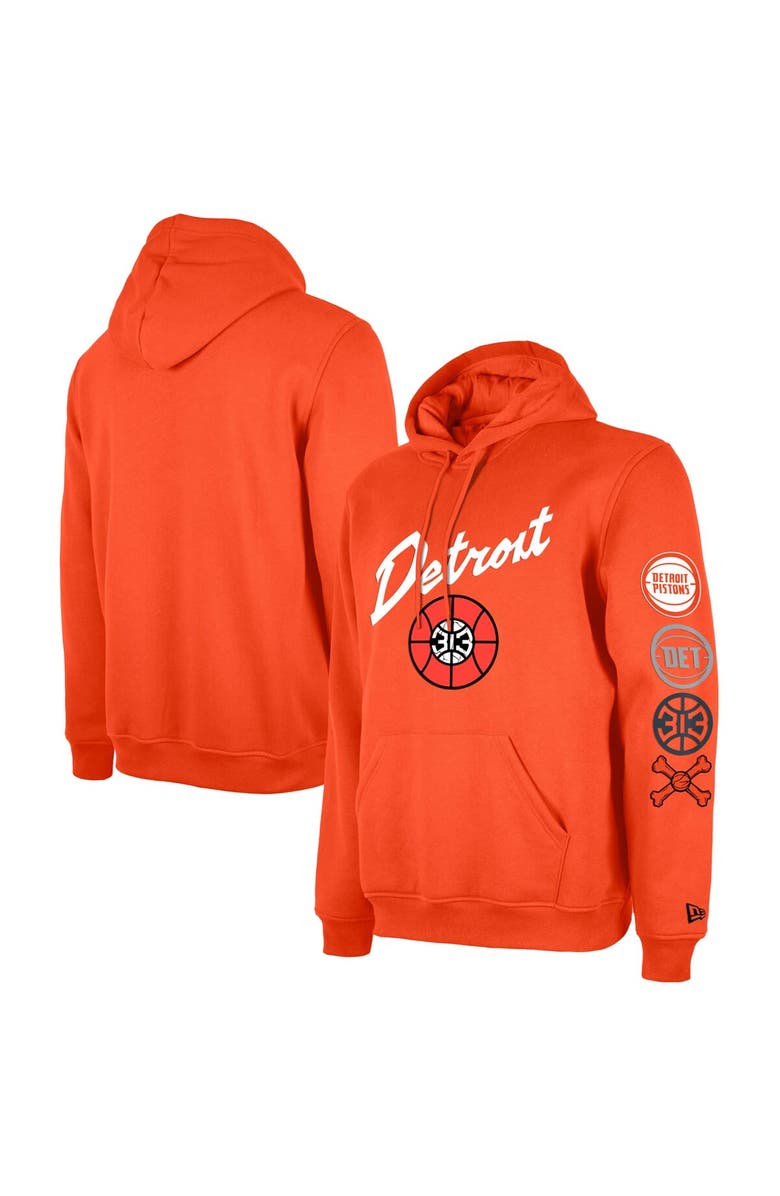 New Era Men's New Era Orange Detroit Pistons 2023/24 City Edition Pullover Hoodie, Main, color, 