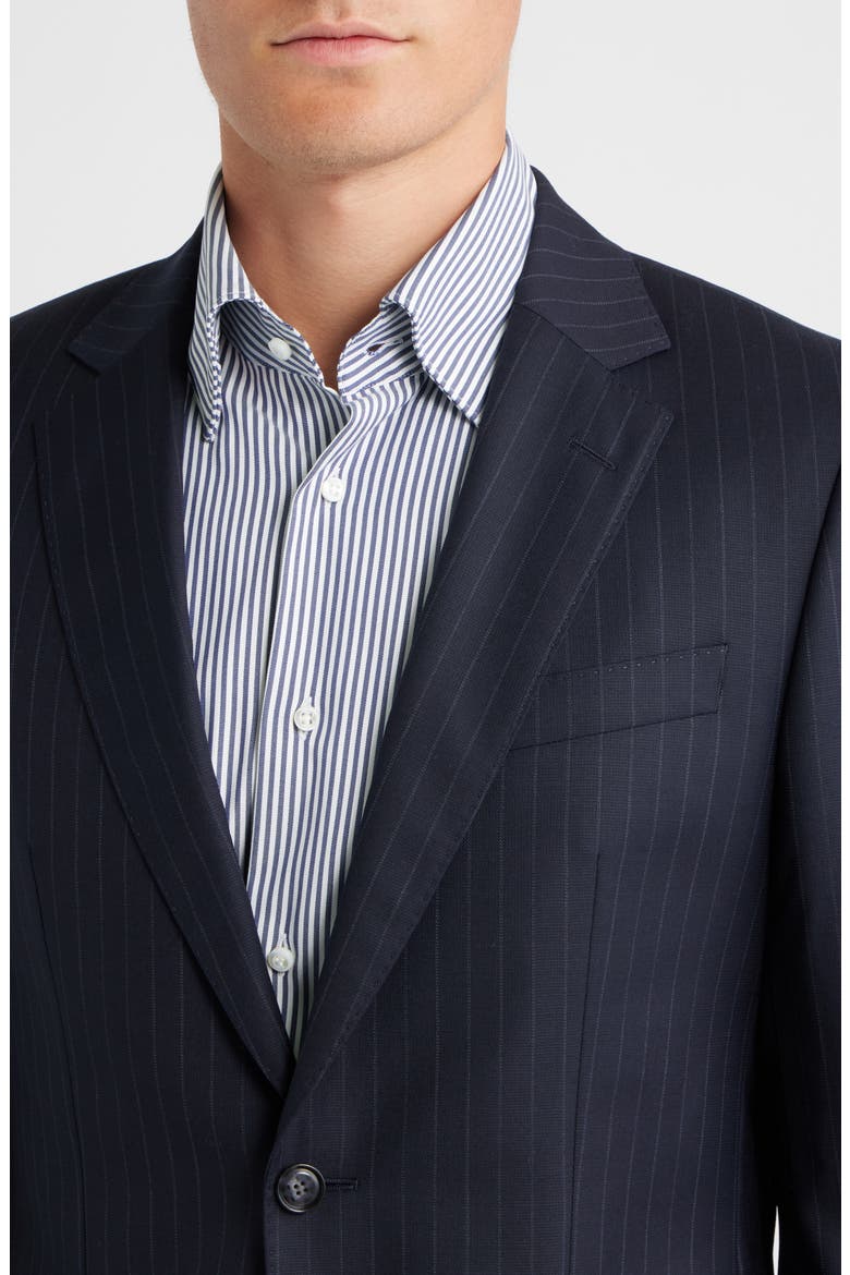 Huge Slim Fit Navy Pinstripe Wool Suit, Alternate, color, DARK BLUE
