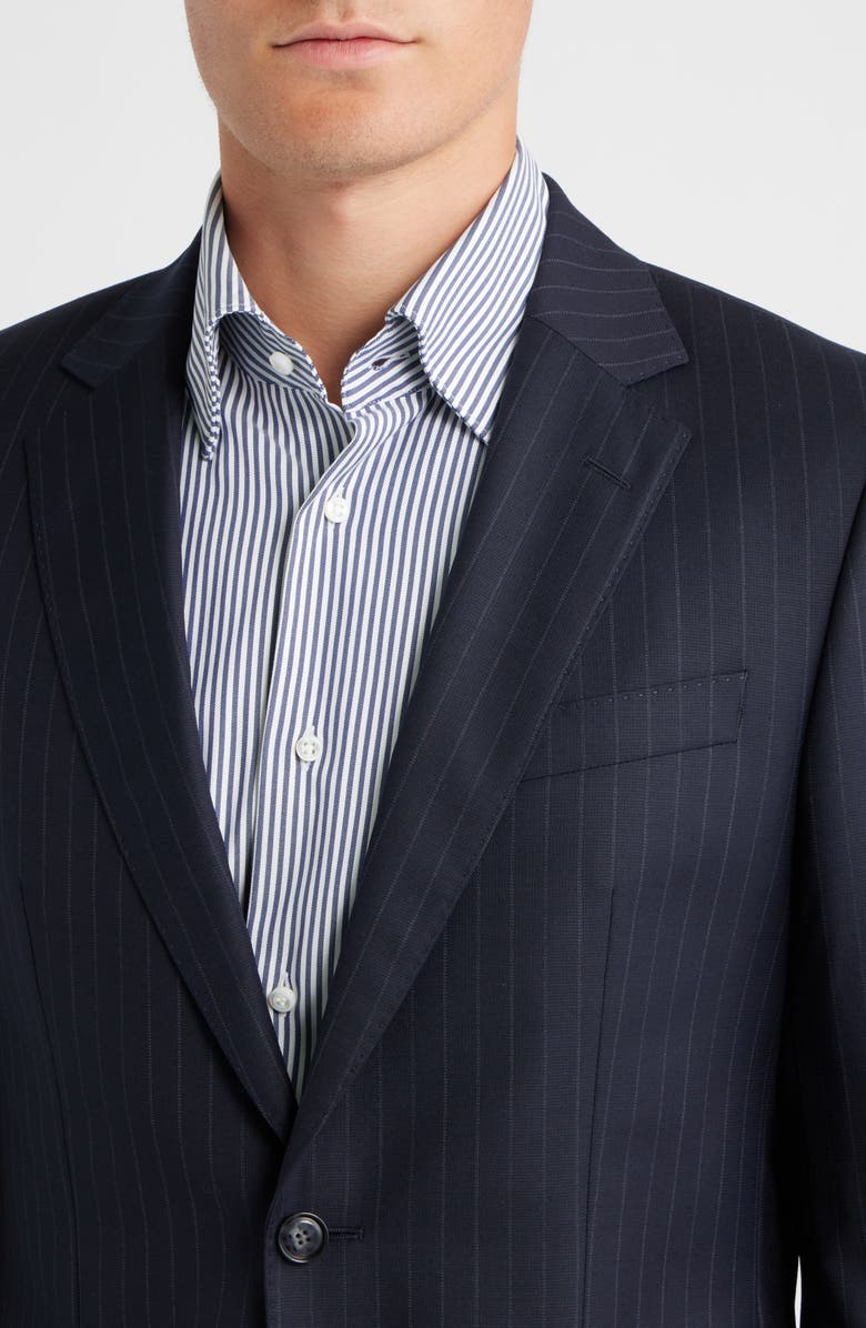 BOSS Huge Slim Fit Navy Pinstripe Wool Suit, Alternate, color, Dark Blue