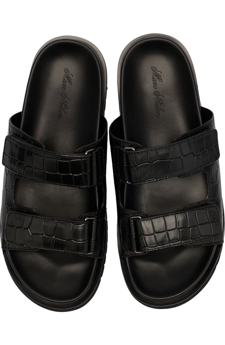 MARC NOLAN Monaco Croc Embossed Leather Slide Sandal, Alternate, color, Black Croc