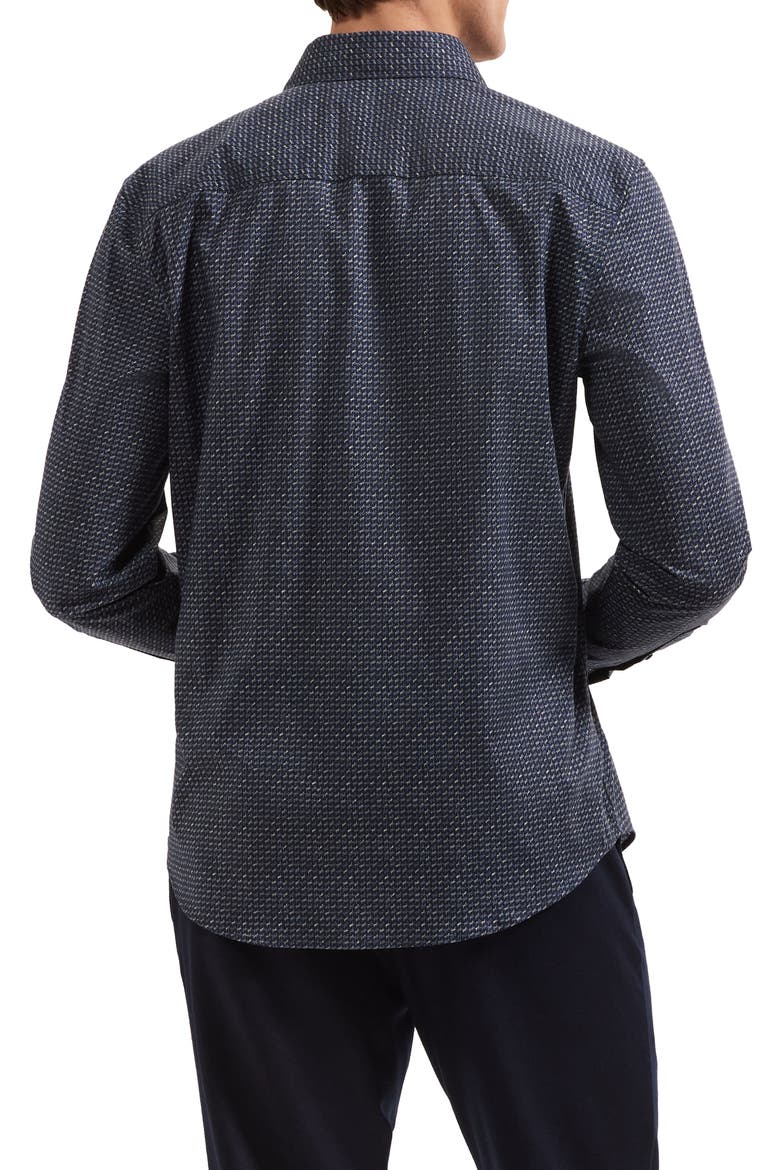 Axel Shaped Fit Long Sleeve Button-Up Shirt, Alternate, color, NAVY