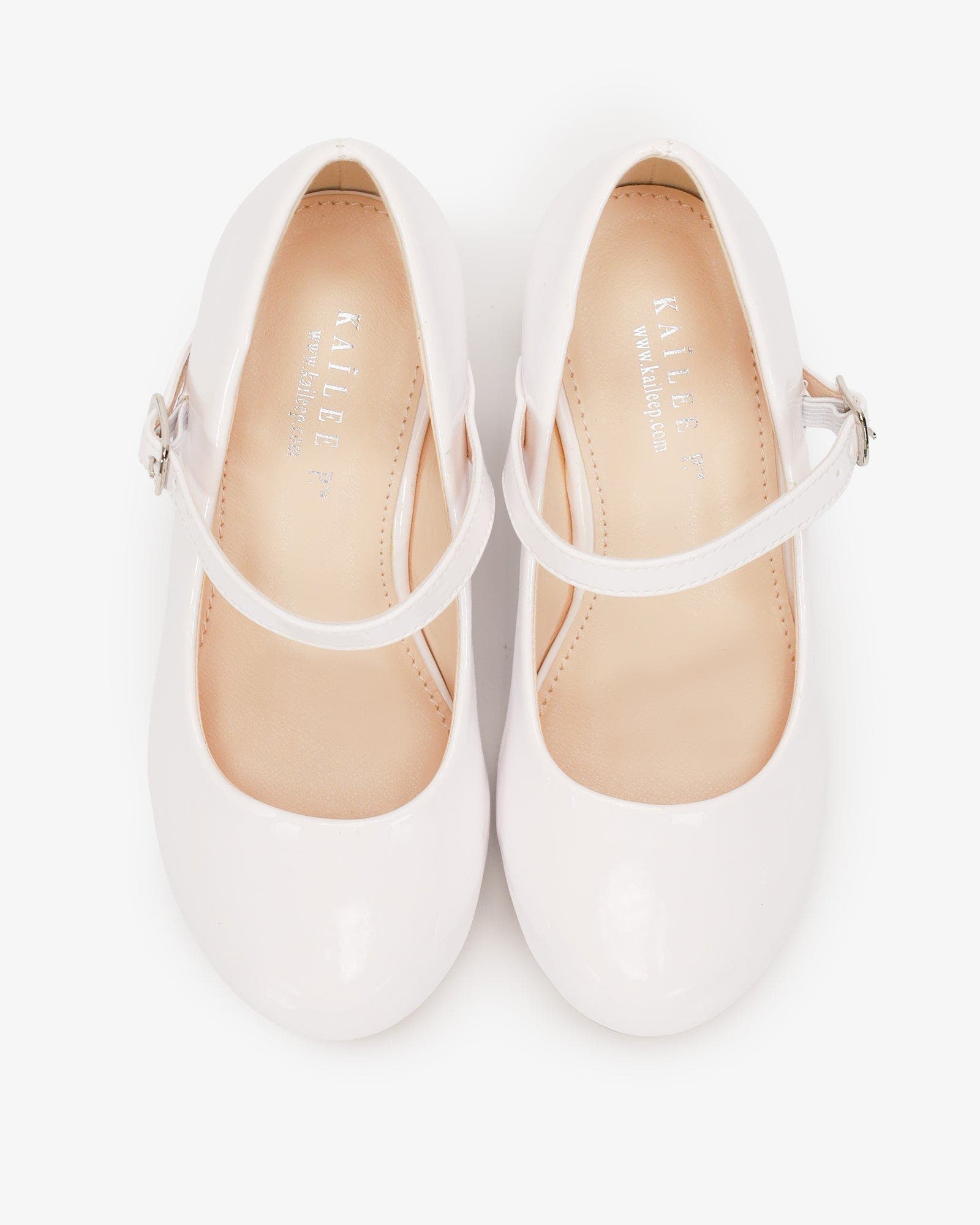 Kailee P Charlotte Patent Mary Jane Girls Block Heel, Alternate, color, White