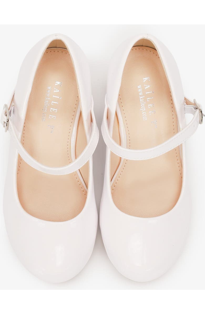 Kailee P Charlotte Patent Mary Jane Girls Block Heel, Alternate, color, White