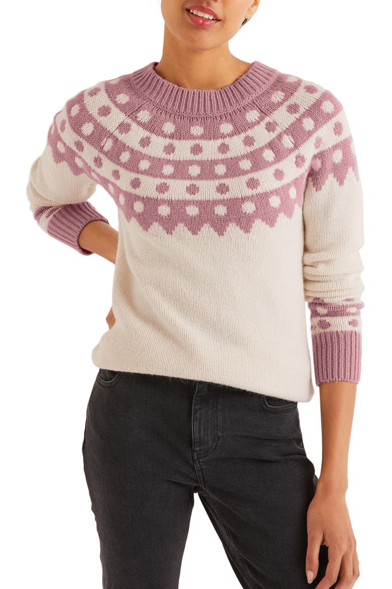 Rhea Dot Fair Isle Sweater, Main, color, IVORY/ PALE PINK