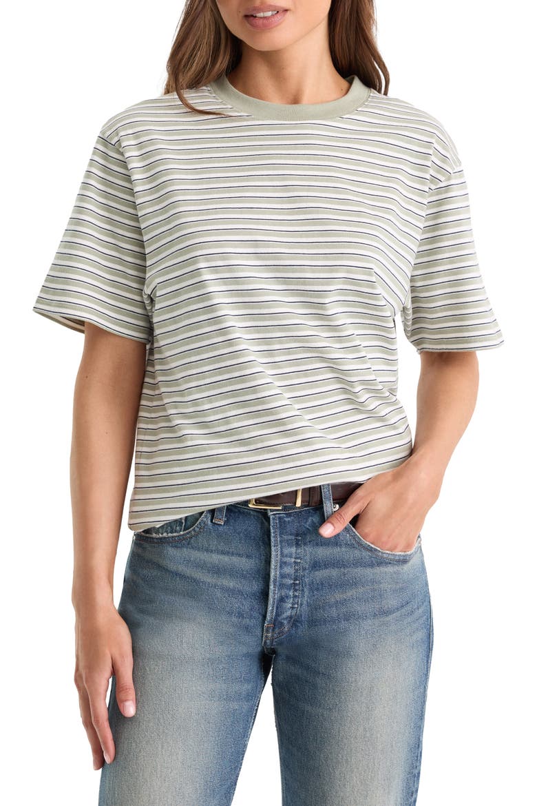 The Overized Stripe T-Shirt, Main, color, CLASSIC STRIPE MOSSWELL