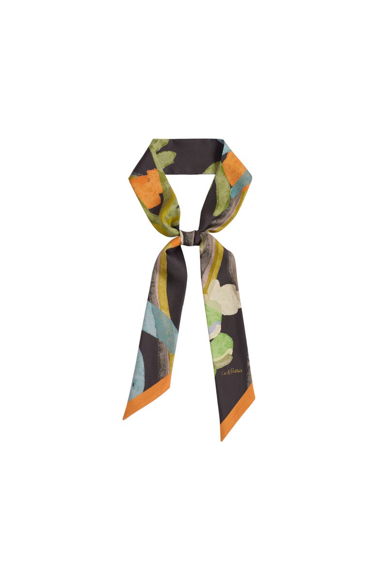 Lost Pattern "Ethereal Mirage" Silk Twill Skinny Scarf, Main, color, Dark Brown