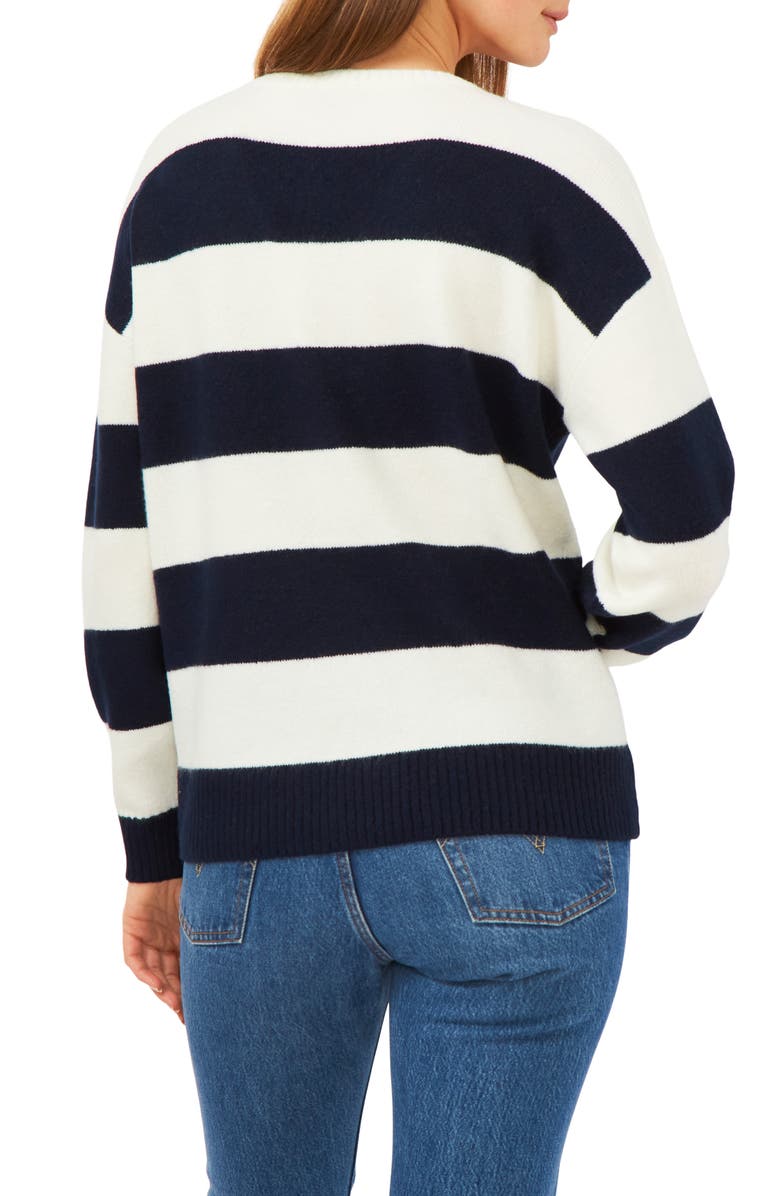 Vince Camuto Stripe V-Neck Sweater, Alternate, color,
