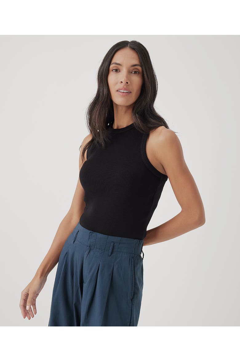 Organic Cotton Favorite Rib Racerback Tank, Alternate, color, Black