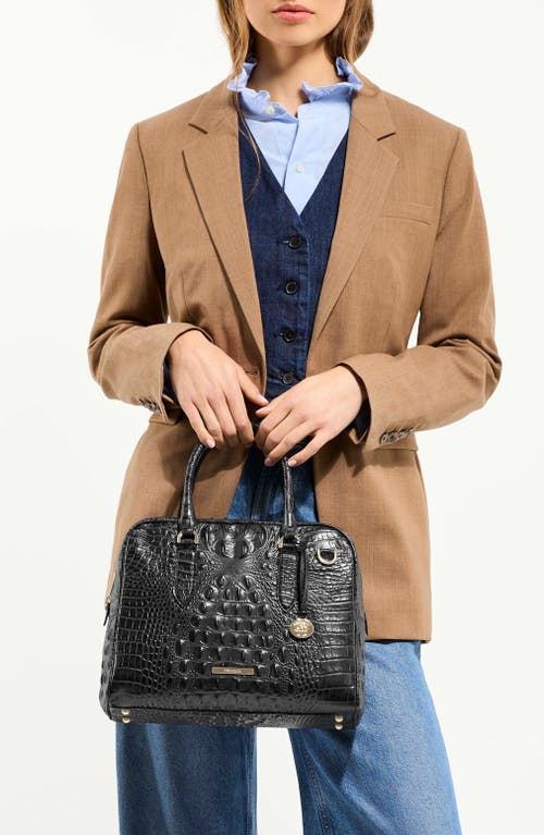 Brahmin Marissa Croc Embossed Leather Satchel In Black