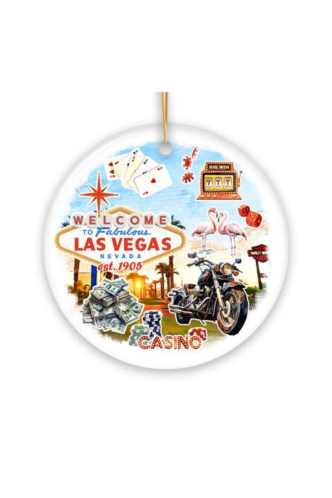 Welcome To Fabulous Las Vegas Collage Ceramic Ornament