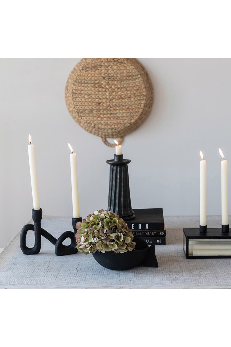 Decorative Resin Double Taper Candle Holder, Black, Alternate, color, Black