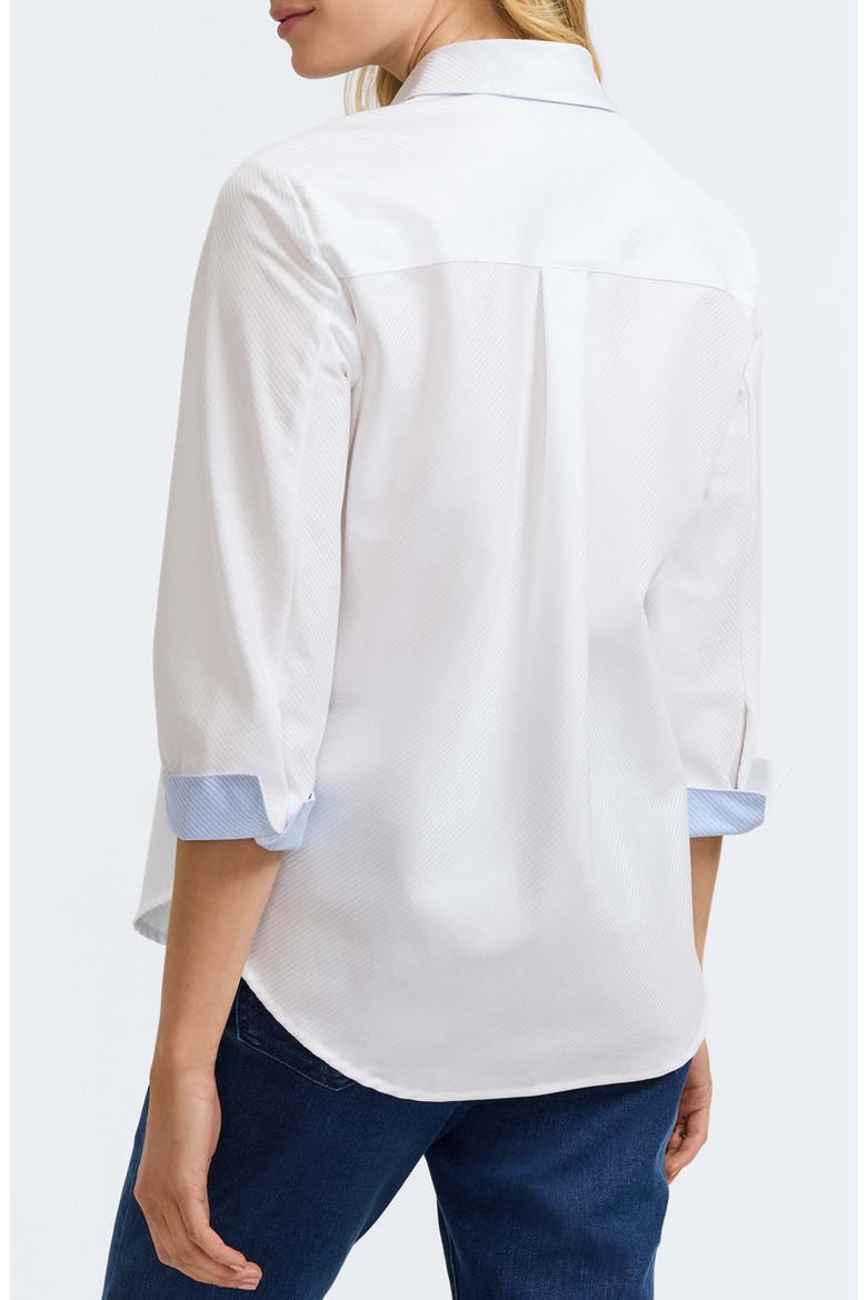 Margie Three-Quarter Sleeve Cotton Button-Up Shirt, Alternate, color, WHITE