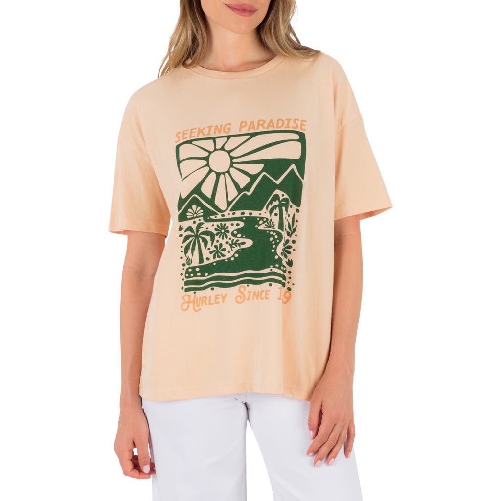 Hurley Road To Paradise Cotton Graphic T-shirt In Nude