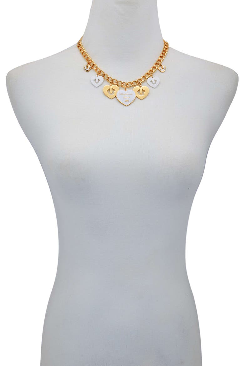 Charmy heart necklace, Alternate, color, goldtone