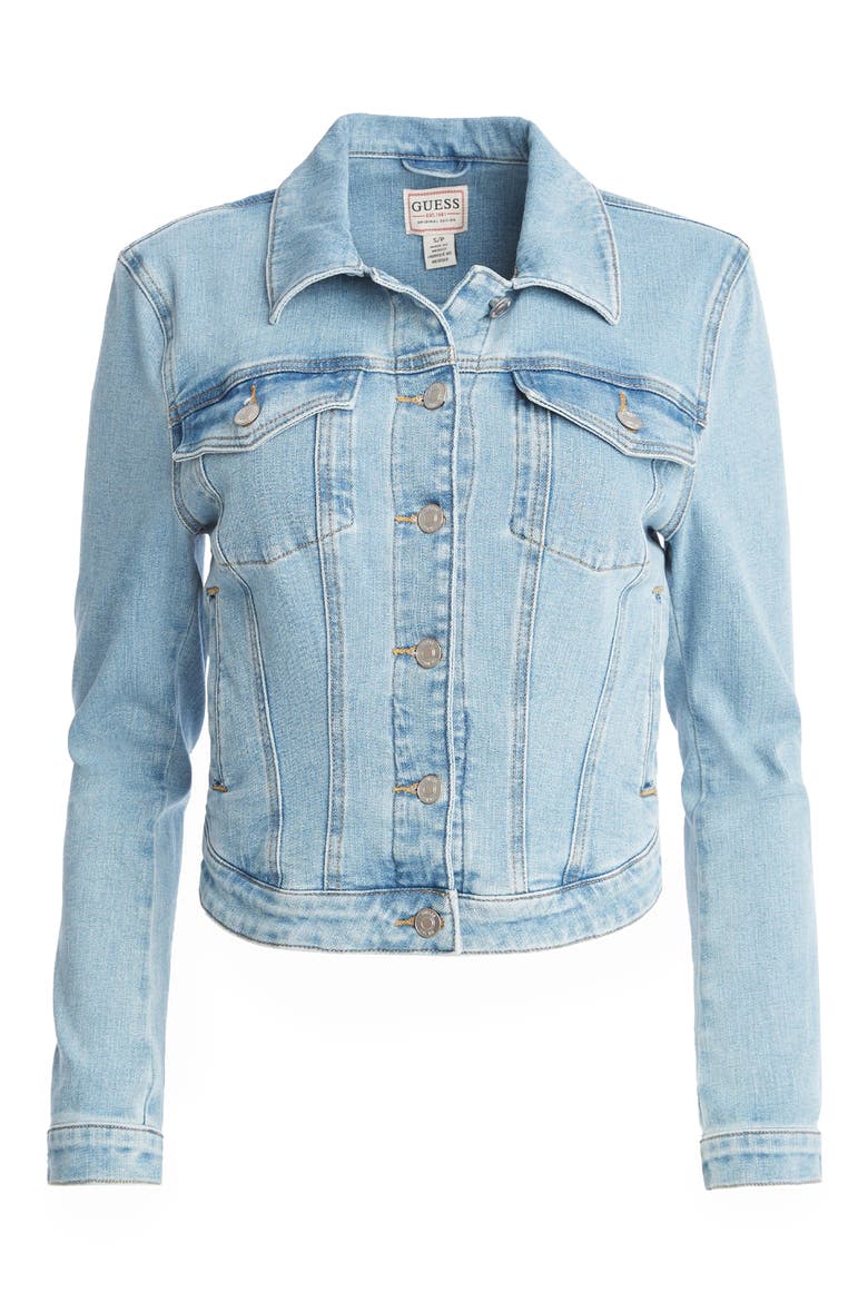 Sexy Denim Trucker Jacket, Alternate, color, ARWA-BRIGH