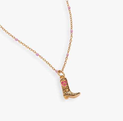 Alex And Ani Barbie Cowboy Boot Pendant Necklace In Gold