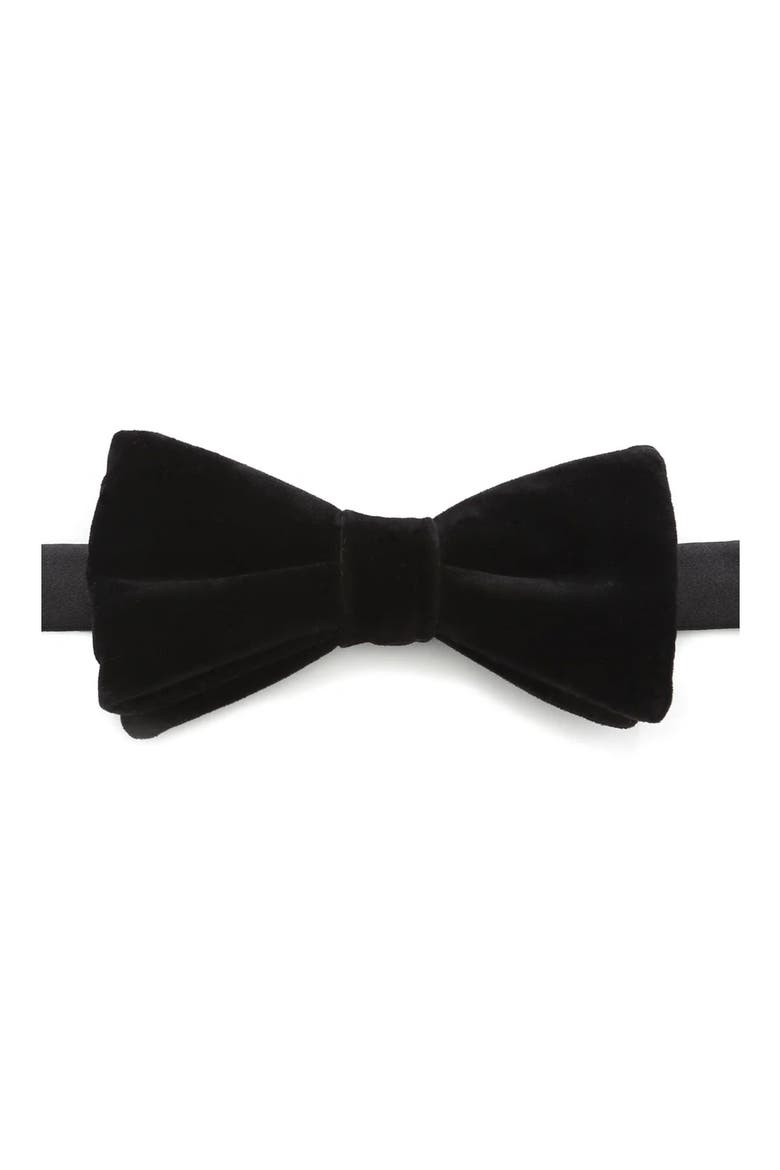 Vincent De Paul Black Velvet Bow Tie, Main, color, BLACK