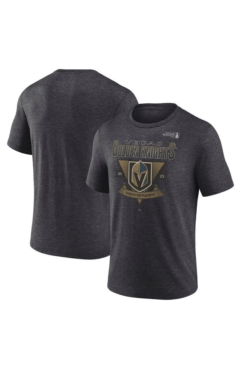 FANATICS Men's Fanatics Heather Charcoal Vegas Golden Knights 2025 Stanley Cup Playoffs Crossbar Tri-Blend T-Shirt, Main, color, 