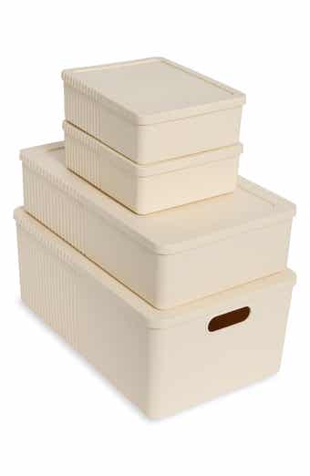 8-Piece Wheat Straw Ribbed Storage Bin Set
