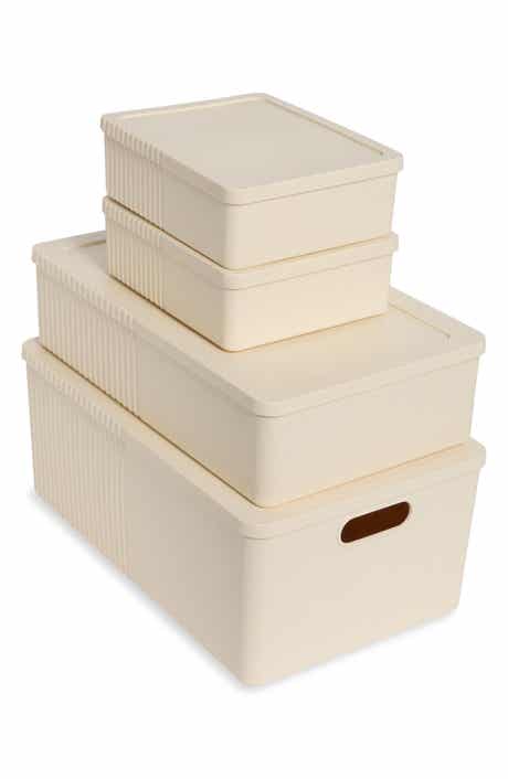 8-Piece Wheat Straw Ribbed Storage Bin Set