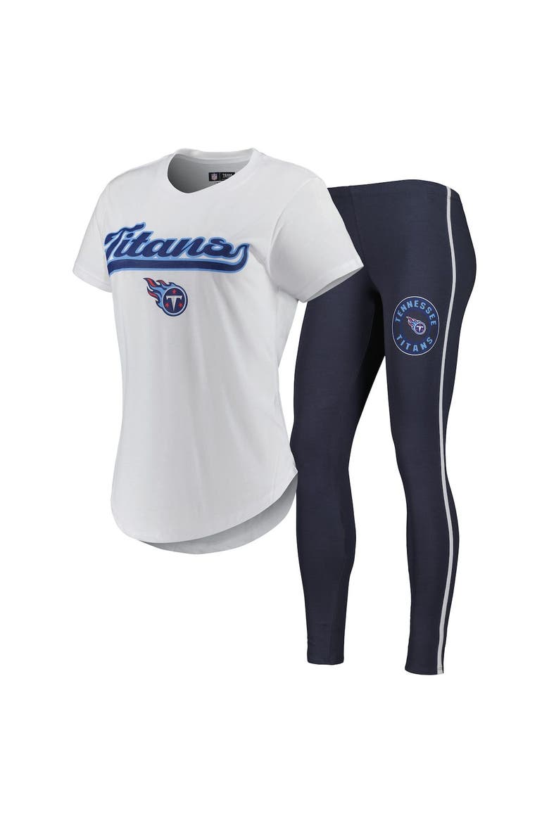 Women's Concepts Sport White/Charcoal Tennessee Titans Sonata T-Shirt & Leggings Sleep Set, Main, color, White