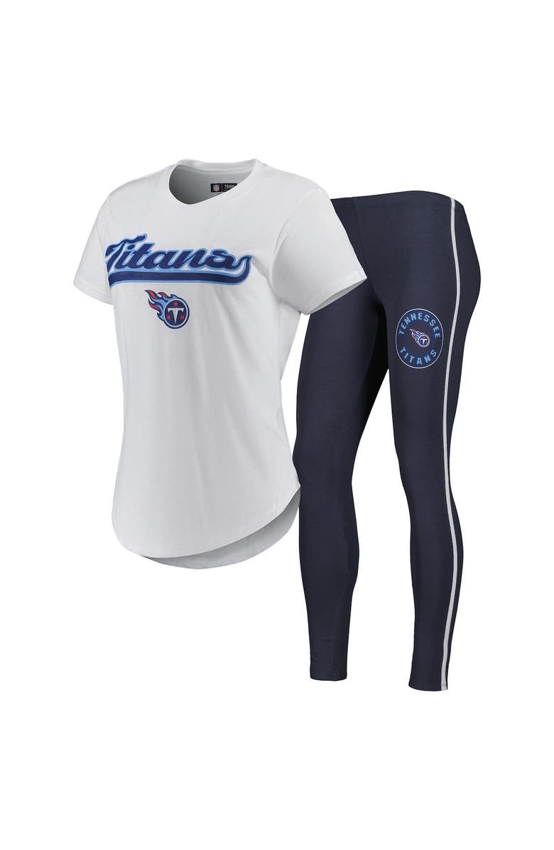 CONCEPTS SPORT Women's Concepts Sport White/Charcoal Tennessee Titans Sonata T-Shirt & Leggings Sleep Set, Main, color, White