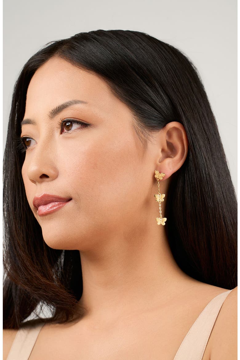 Nadine Butterfly Linear Drop Earrings, Alternate, color, GOLD