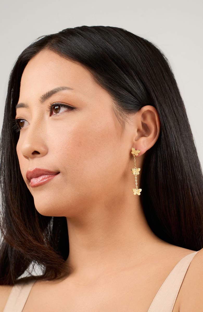 Kiara by Ki-Ele Nadine Butterfly Linear Drop Earrings, Alternate, color, Gold
