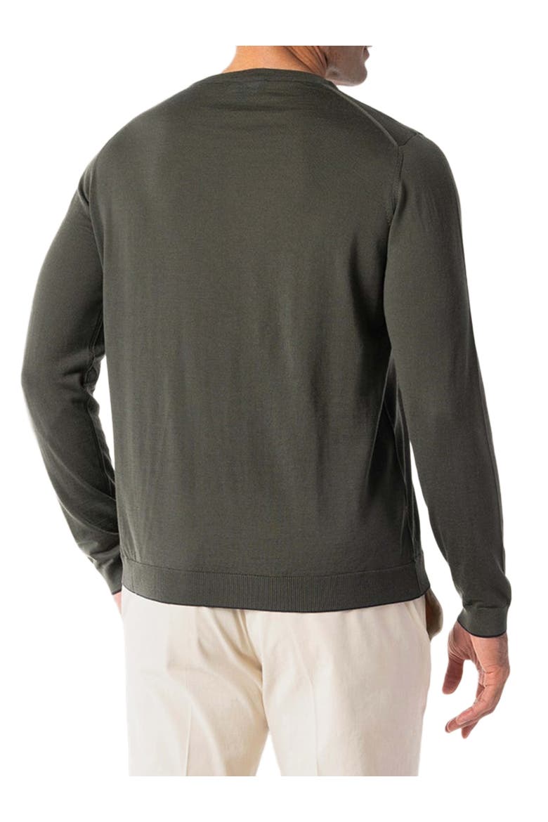 Keaton Crewneck Sweater, Alternate, color, Olive Green with Navy Tipping