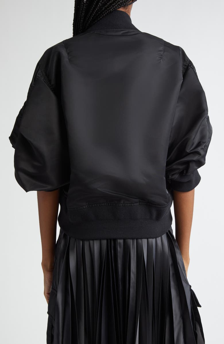 Sacai Short Sleeve Nylon Twill Bomber Jacket, Alternate, color, 