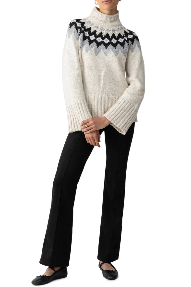 'Tis the Season Fair Isle Mock Neck Sweater, Alternate, color, TOASTED ALMOND