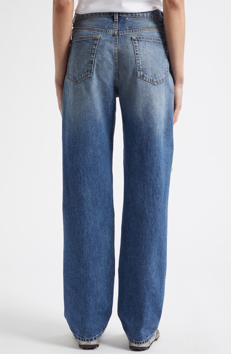 Maison Margiela Ripped High Waist Patchwork Panel Straight Leg Jeans, Alternate, color, Medium Blue