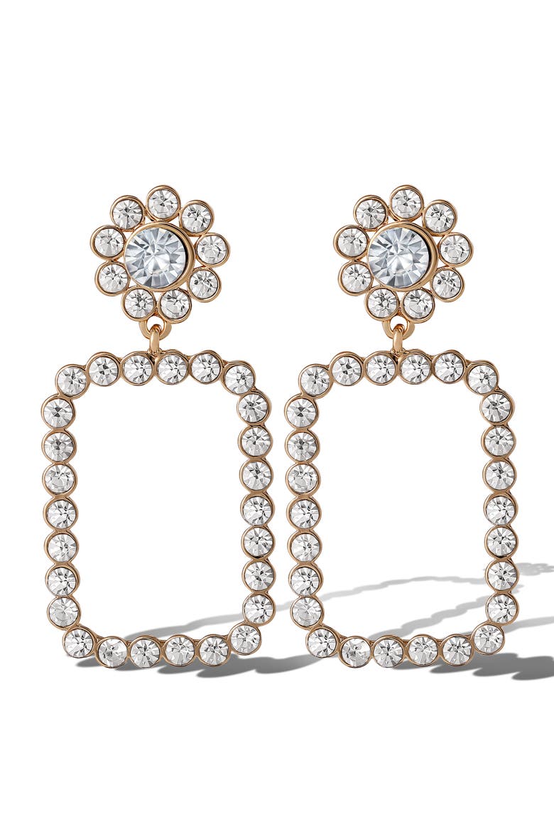 JS Jessica Simpson Gold-Tone Pave Rectangle Drop Earrings, Main, color, Gold