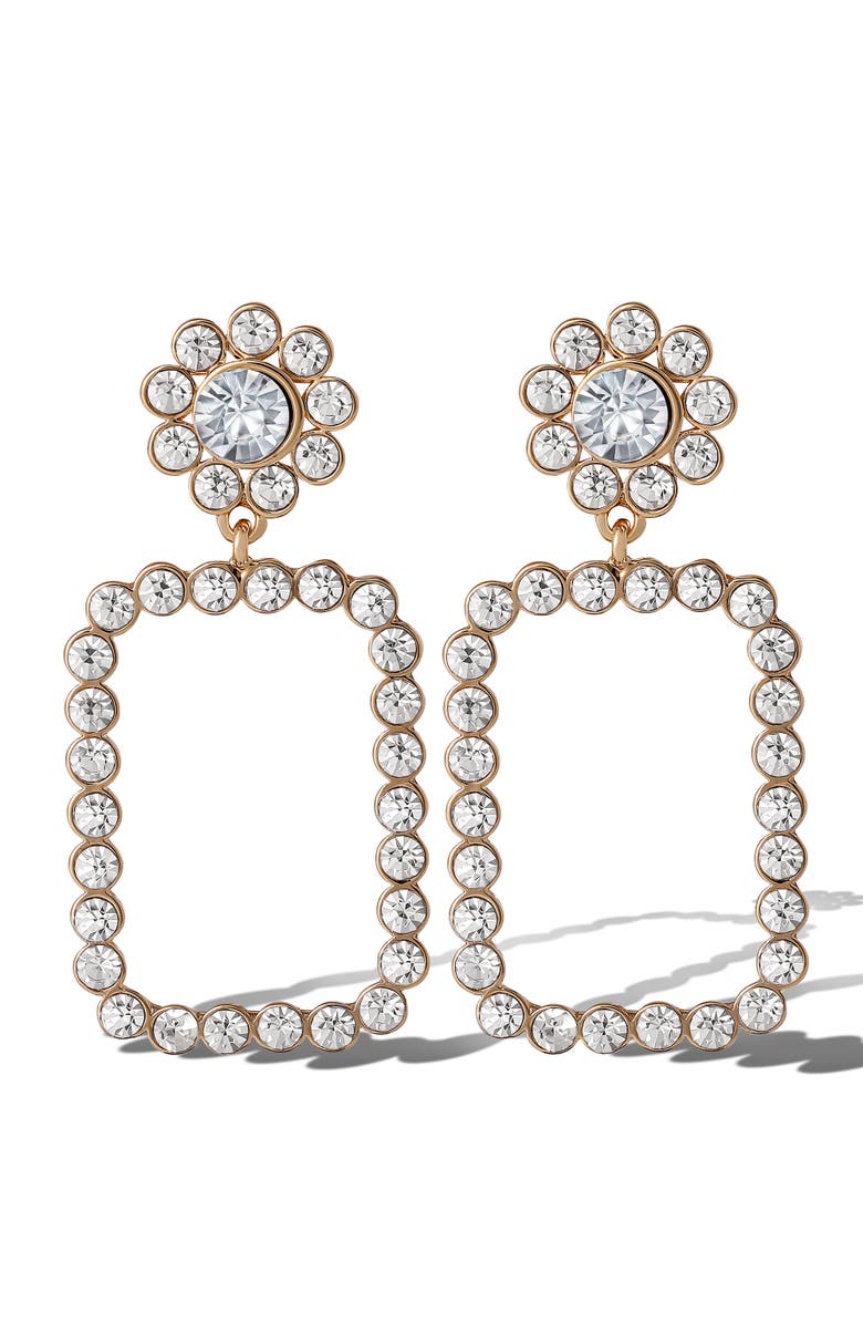 Jessica Simpson Gold-Tone Pave Rectangle Drop Earrings, Main, color, Gold