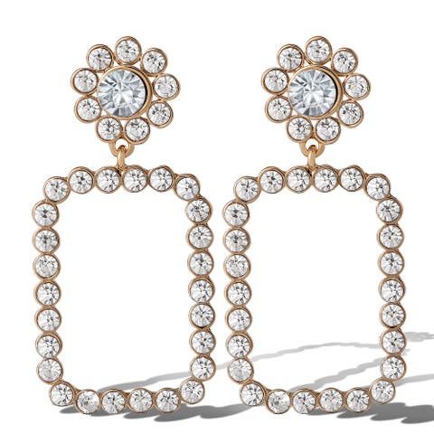 Gold-Tone Pave Rectangle Drop Earrings