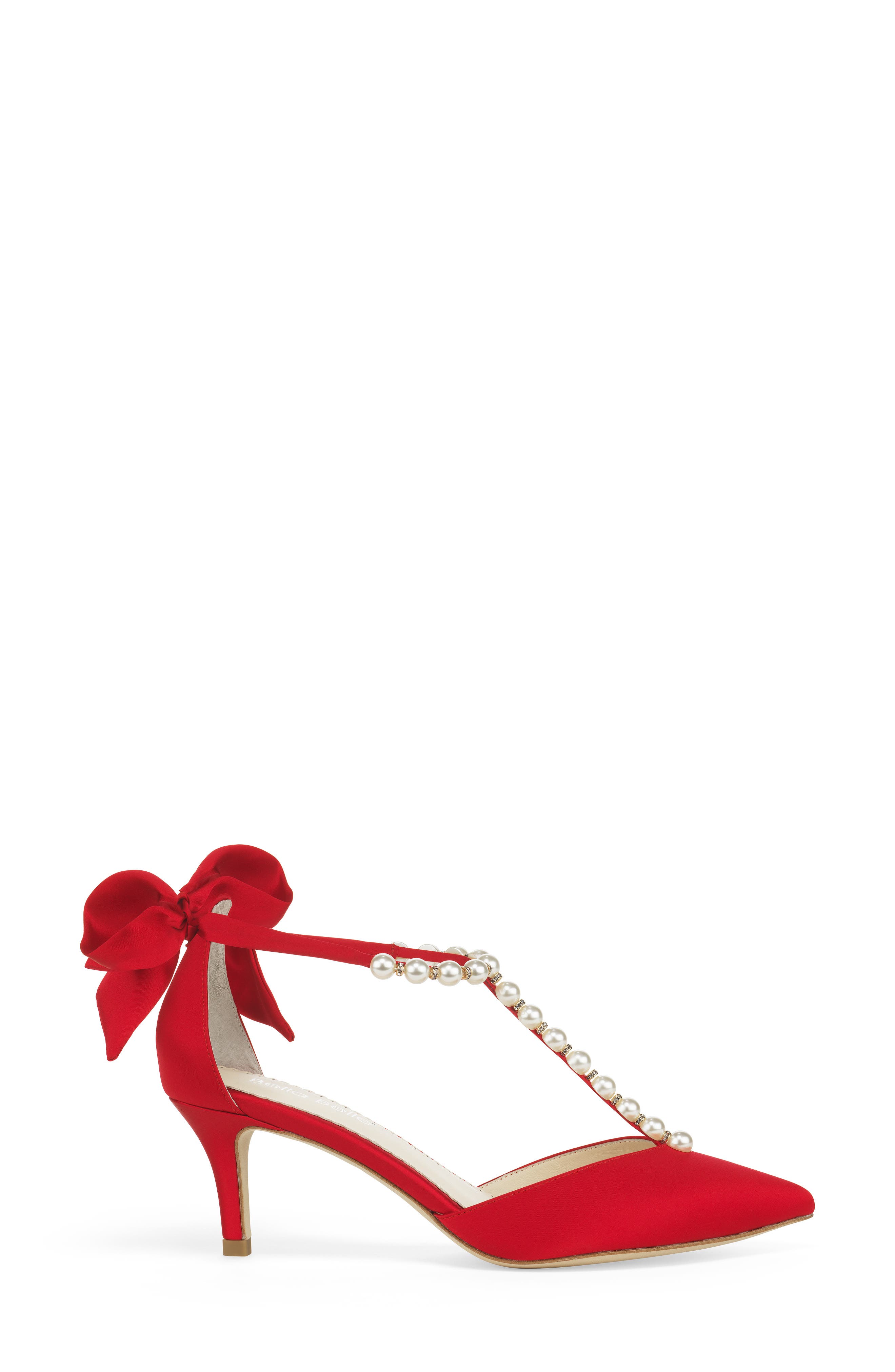 Bella Bella Lisa Embellished T-Strap Pump, Alternate, color, RED SILK