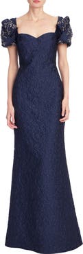 Badgley Mischka Collection Crystal Appliqué Jacquard Gown