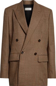A.L.C. Calla Houndstooth Wool Double Breasted Blazer