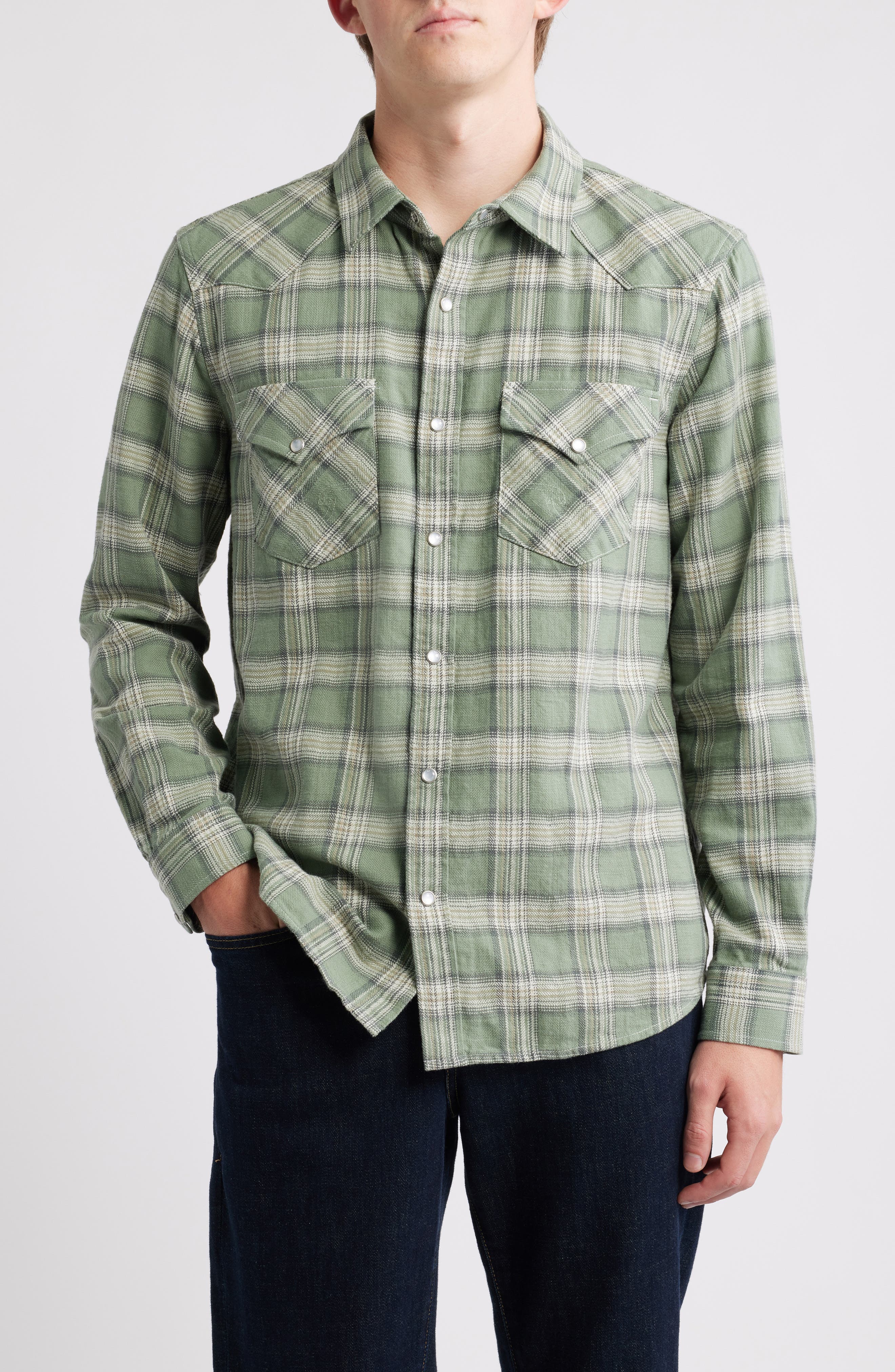 Huston Classic Fit Plaid Western Snap-Up Shirt - image 3